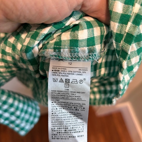 Banana Republic Cotton Linen Gingham Wrap Dress Green White Cottagecore Brunch - Picture 6 of 7